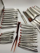 Vtg True Wave / 28 Metal Rollers 6 Metal "Goody"  Clips/ 3 Accessories 1920s B99