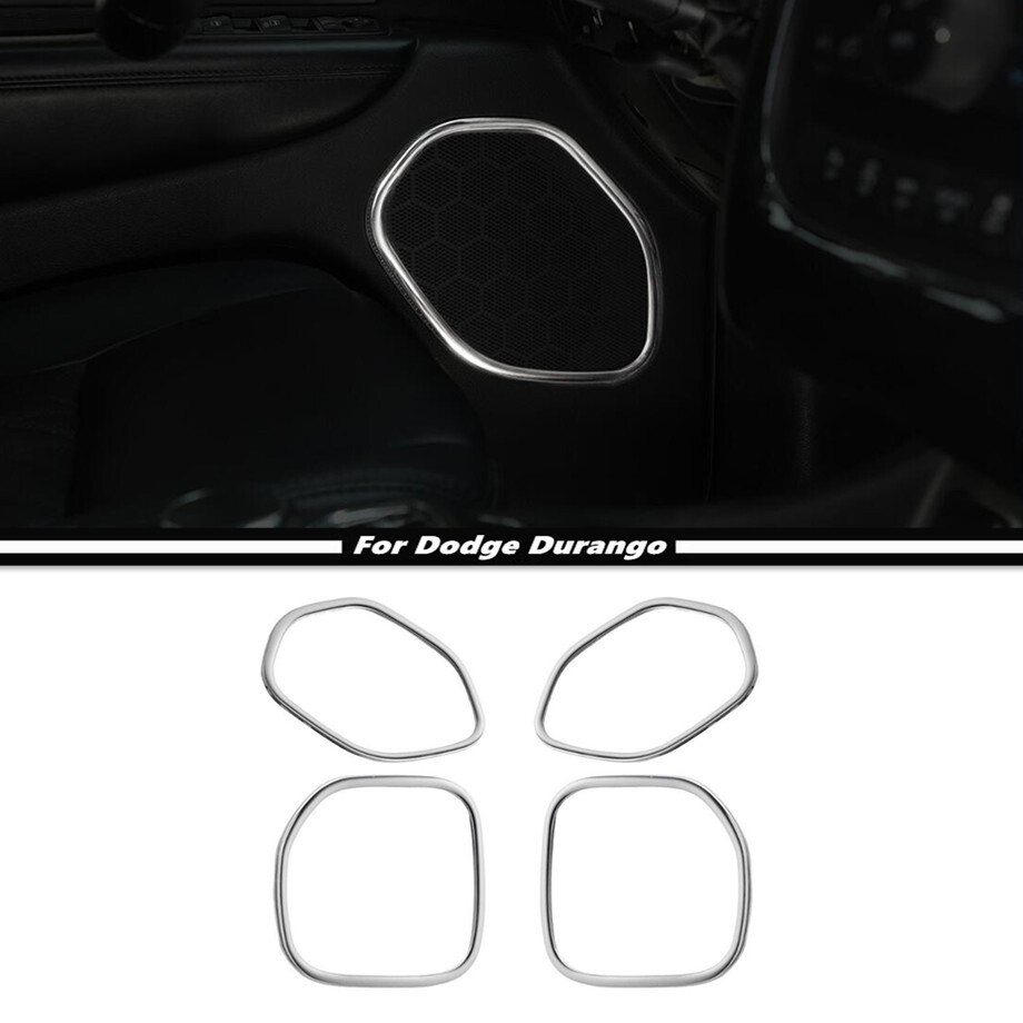For 2011-2024 Dodge Durango Chrome Front&Rear Door Speaker Cover Frame Trim Kit