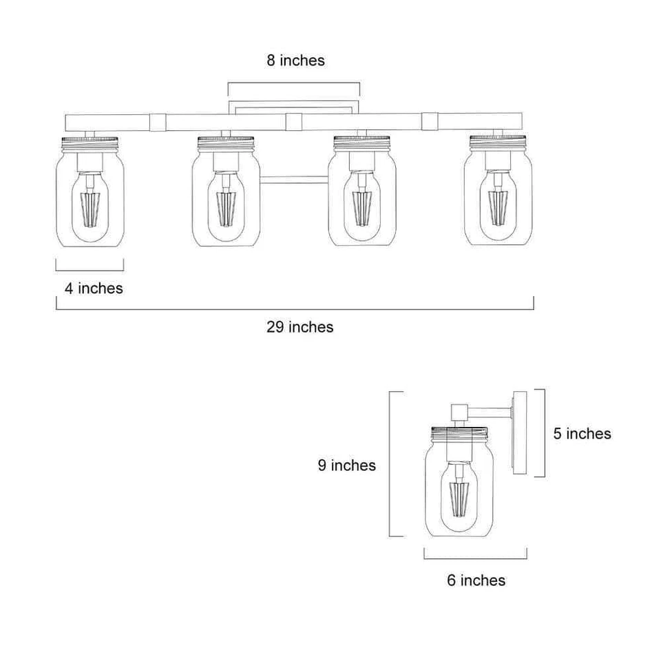 LNC Araphi 4-Light Brushed Brown Rust Black Bathroom Vanity Light w/Wood Accents - Image 4 of 4