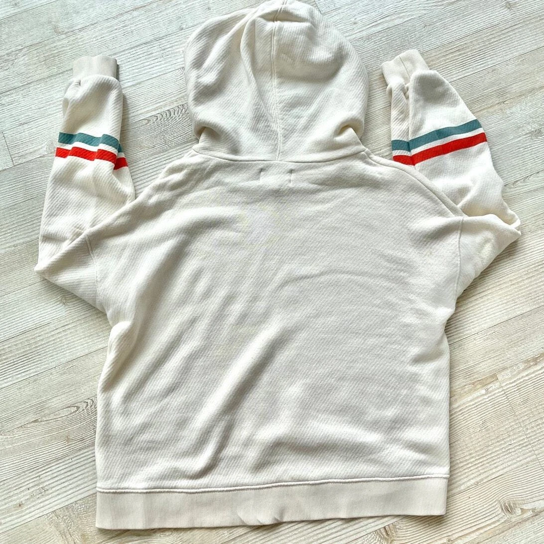 OFF WHITE Felpa con cappuccio MWL Madewell Airterry a righe con maniche Avorio taglia XS