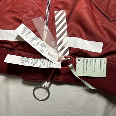 NWT Off-White Arrows Bomber Jacket Bordeaux Red - Size M