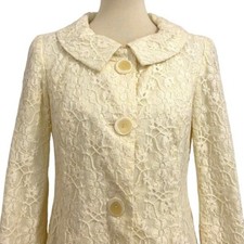 Kelly And Diane Cream Yellow Lace Dress Coat Retro 60s Vintage Style Womens Sz 4
