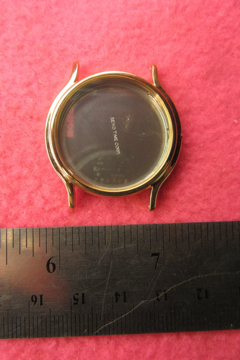 NOS Seiko 5E20 7A20 Case Back Bezel Crystal Gasket Gold Watch Body time wrist
