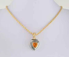 Collar J. Esposito Oro Piedra Topacio Orange Forma Corazón