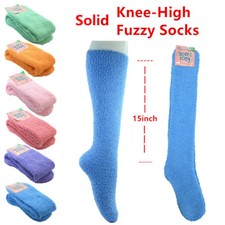 3 12pairs Women Girl Winter Socks Cozy Fuzzy Slipper Long Knee High Lot Solid