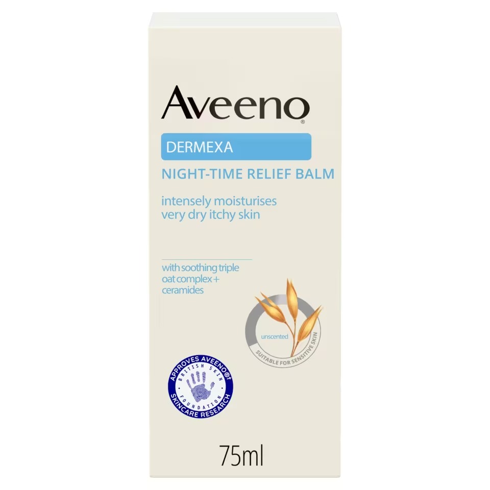 Aveeno Dermexa NIGHT-TIME Relief Balm For Very Dry Itchy Skin 75ml.