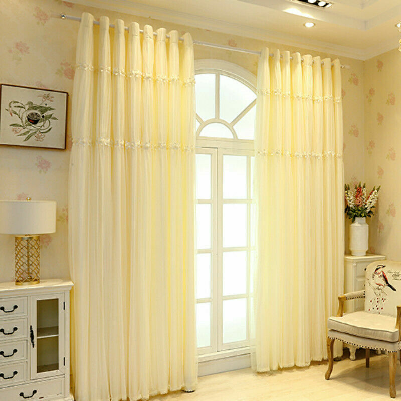 Lace Princess Curtain Blackout for Living Room Window Drape Romantic Eyelets