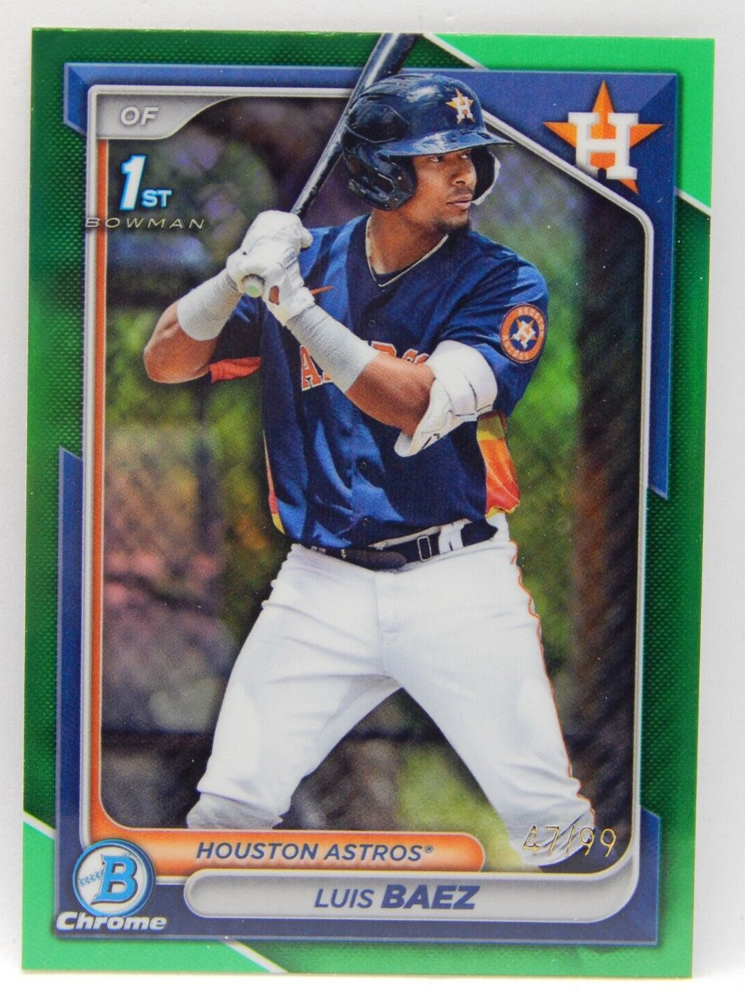 2024 Bowman Baseball Chrome 1st Green Refractor /99 Houston Astros - LUIS BAEZ