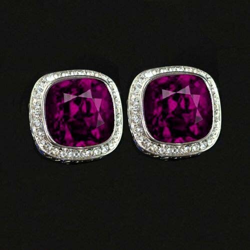 Natural Amethyst & CZ Gemstones 925 Sterling Silver Cufflinks For Men's #89 - Picture 3 of 3