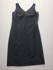 Jones New York Womens Dress 12P Black A Line Midi Sleeveless Solid Casual Party