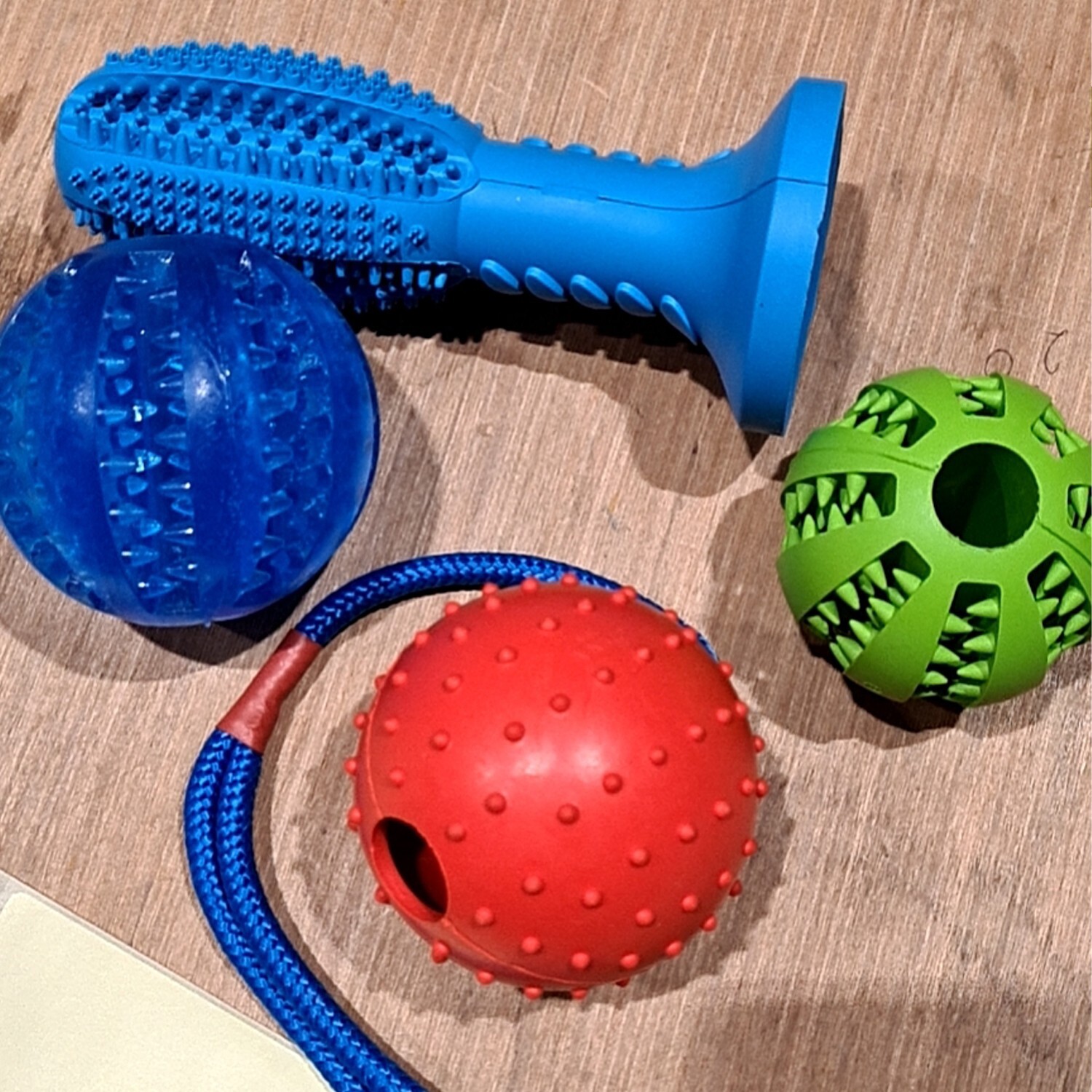 Dog Chew Toys 4 Pcs Set Teeth Cleaning Pet Play Toy Soft Rubber ball