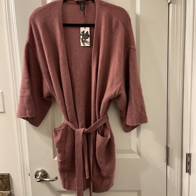 Halogen Wool & Cashmere Long Duster Cardigan Dusty Rose Compact Womens One Size