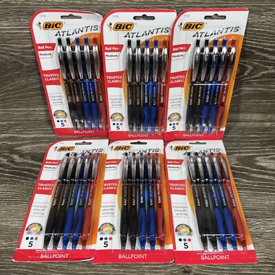 Lot BIC Atlantis Pack Medium Assorted Ink Ballpoint Pens