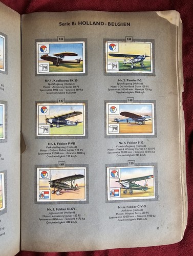 Vtg CIGARETTE CARD ALBUM/ BOOK In German Complete 216 Cards World Aircraft 1932 - Picture 12 of 17