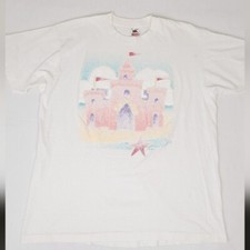 Vintage Beach Sandcastle Fruit Of The Loom Single Stitch Tee. Made in USA.XL