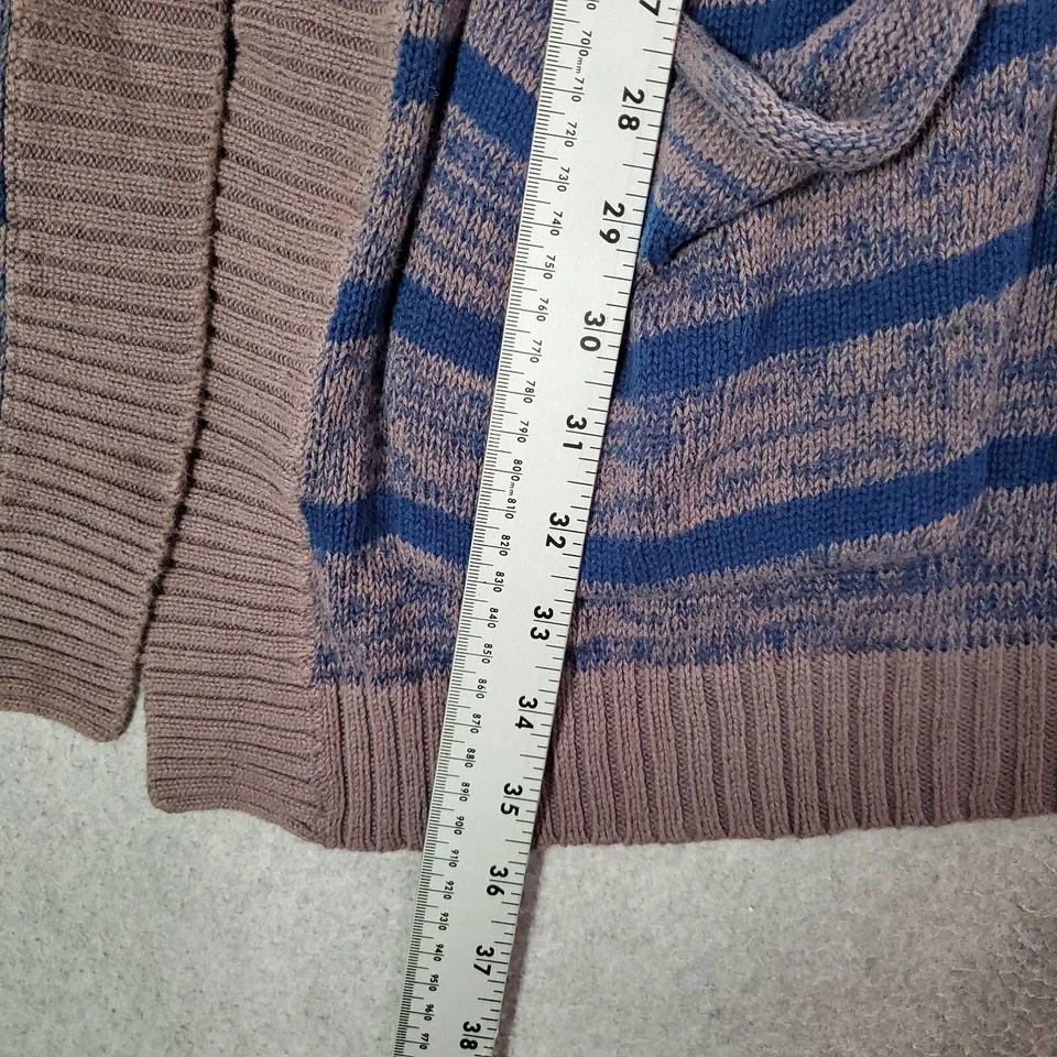 Женский свитер Roxy большой кардиган в синюю полоску с открытой передней частью - Изображение 3 из 4