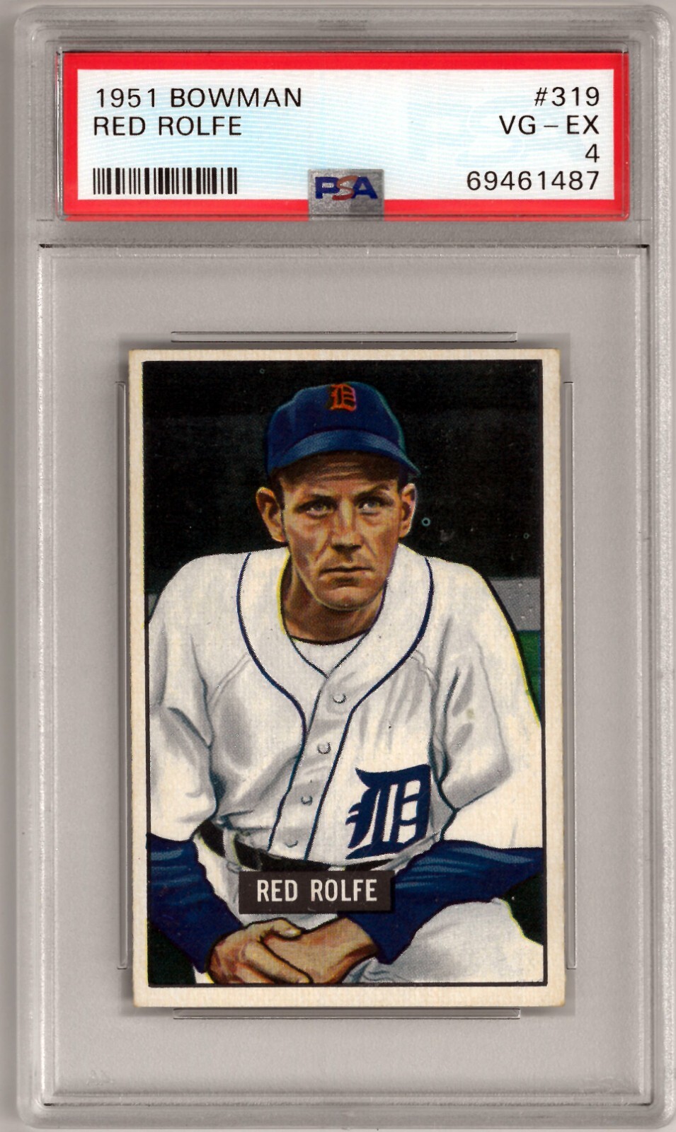 Red Rolfe 1951 Bowman Baseball Card #319- PSA Graded 4 VG-EX (Detroit Tigers)