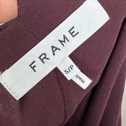 Frame 100% Silk Draped Textured Halter Top Size Small Blouse Purple Cabernet NEW - Picture 5 of 13