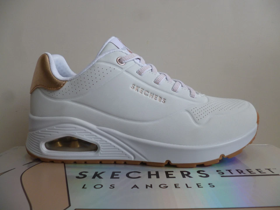 Skechers Femmes Slippers Sneakers Chaussures De Sport Chaussures Blanches 155196 - Photo 3/4