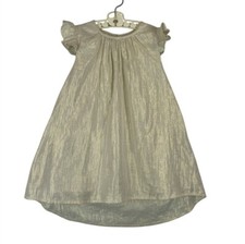 Mango Kids Gold Metallic Baby Girls Dress 18-24 M Ruffle Sleeves Formal 