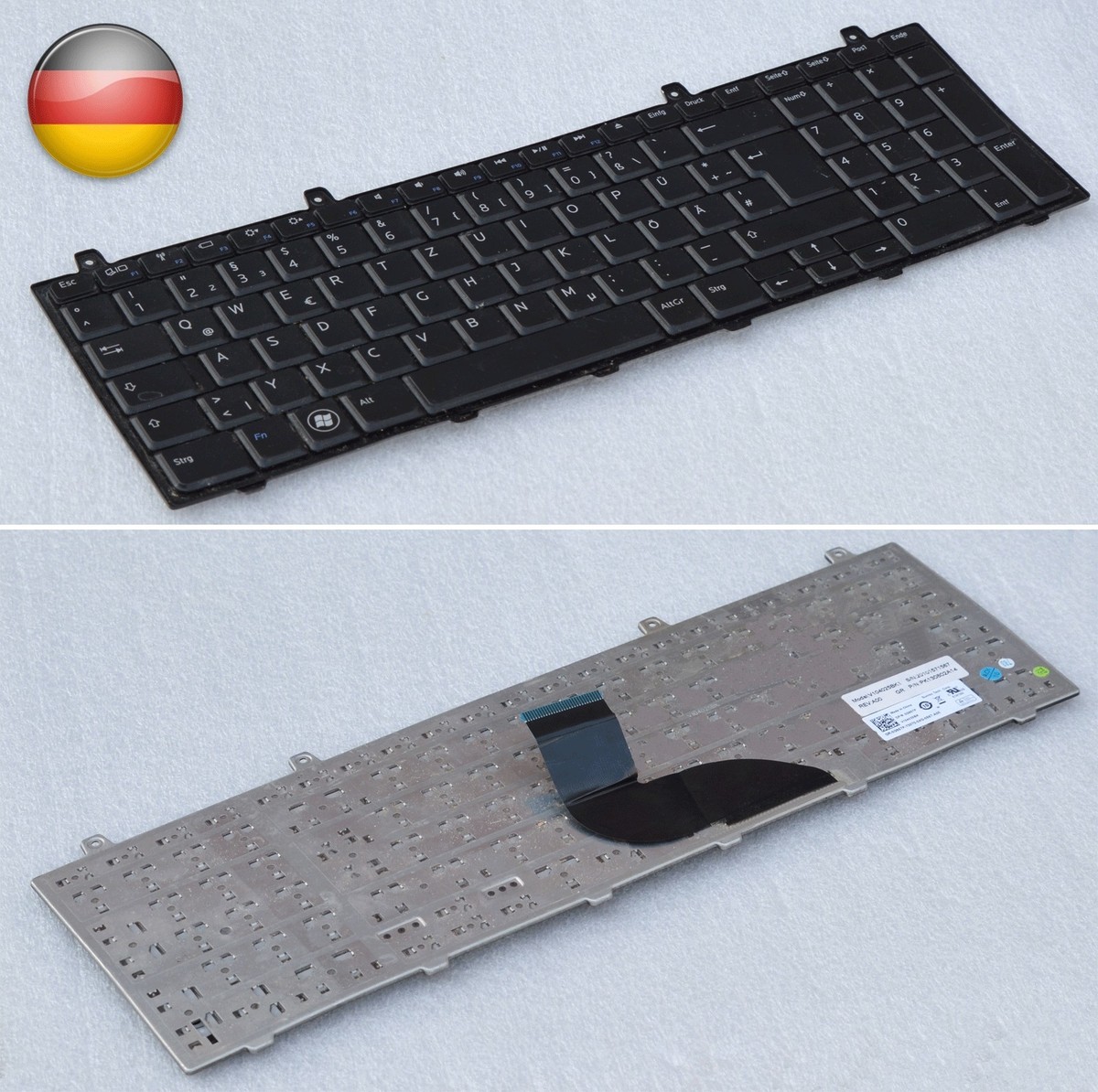German Dark Grey Keyboard Stickers For Dell C/D-Series Keyboards - Universal Fit, Non-Adhesive Labels