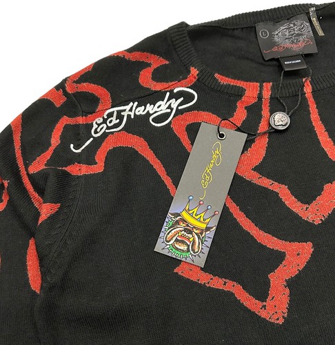 Ed Hardy by Christian Audigier Unisex Tiger Snake Pullover Crewneck Sweater - Picture 3 of 3