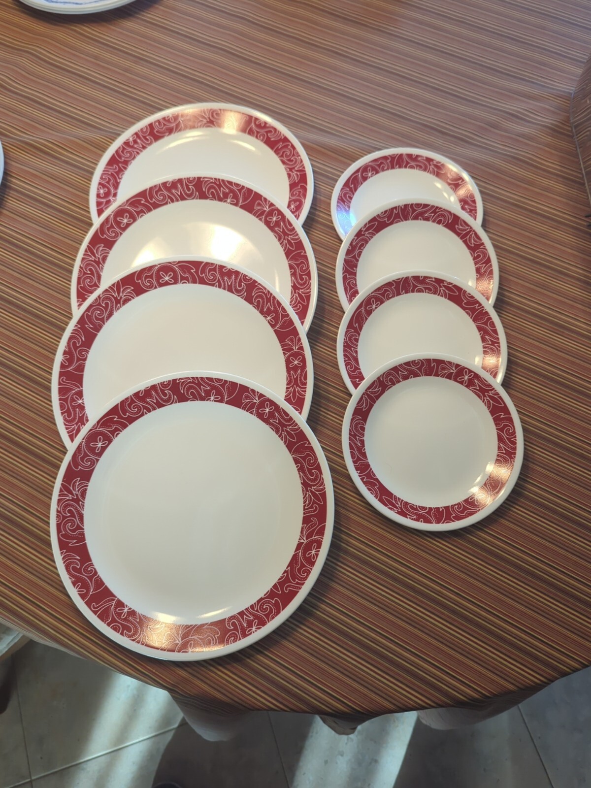 8 Corelle BANDHANI Plates Set 4 10.25” Dinner 46.75" Salad Bread side