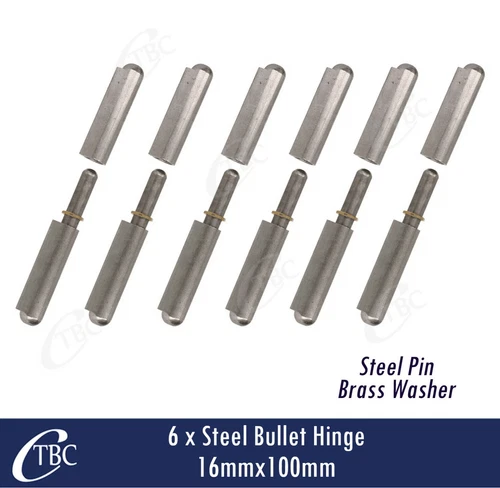 6x Steel Bullet Hinge Steel Pin 16mm x 100mm Weld  Door Trailer Tailgate Toolbox