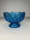 Vintage Blue Compote Candy Dish Moon & Star Pattern L.E. Smith Co.