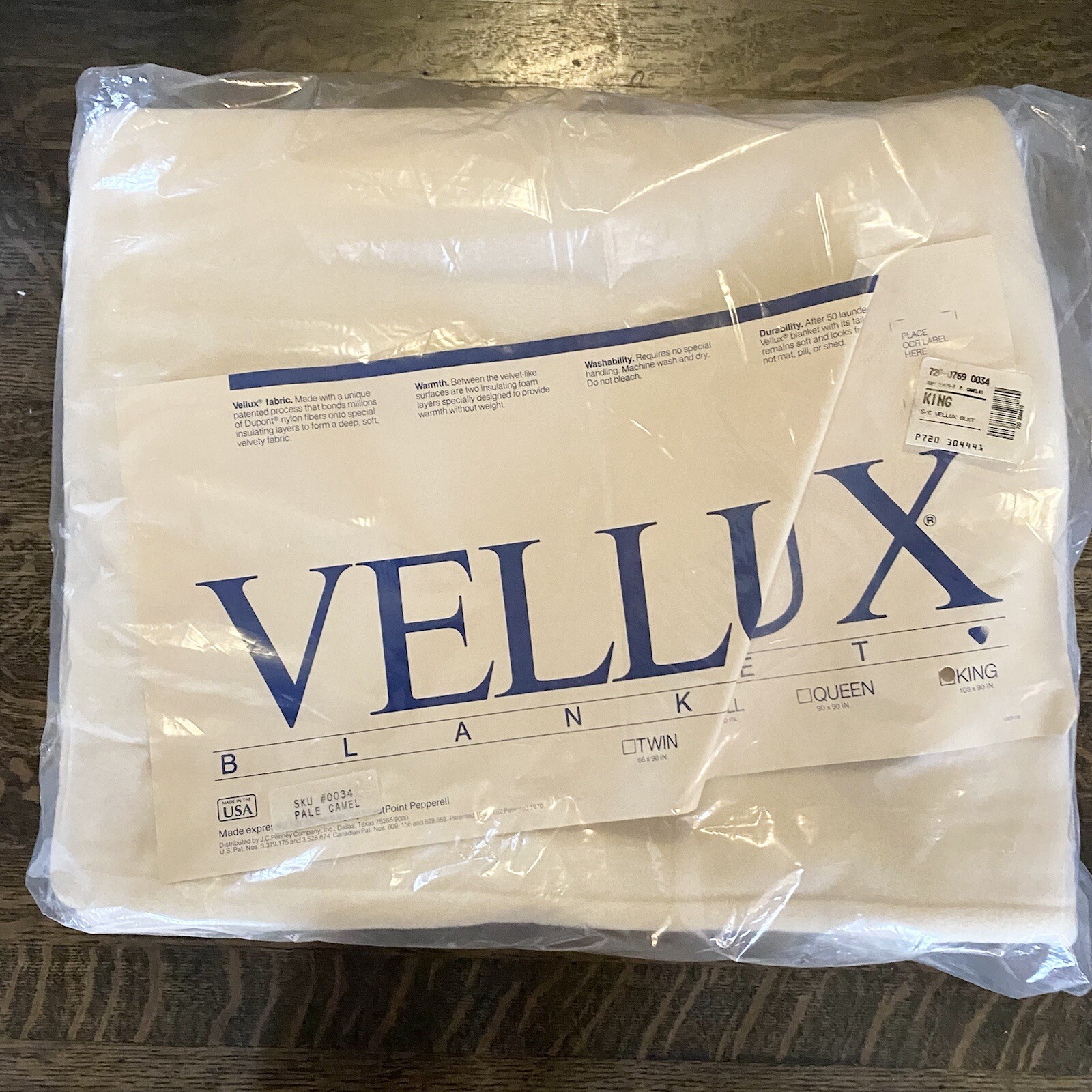 Vintage ORIGINAL West Point Pepperell VELLUX Blanket King Pale Camel