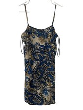 Glam Paisley Sleeveless Mini Dress Size Medium Scoop Neck Multi Bohemian Cottage