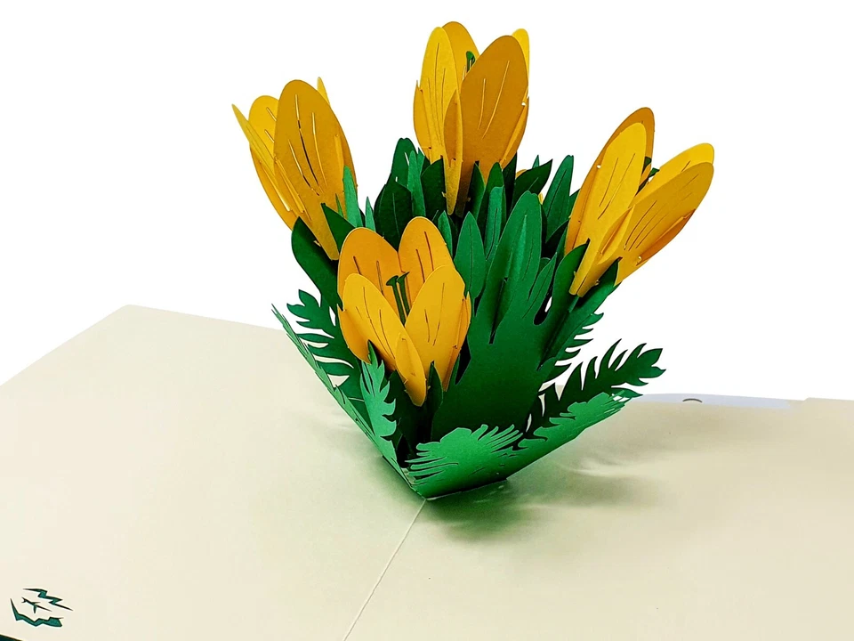 ASVP Shop Carte Pop Up 3D Fleurs & Arbres Pour Toutes Occasions (Lys Jaune) - Photo 3/4