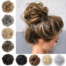 Real Thick Curly Messy Bun Updo Hair Piece Scrunchie AS Human Hair Extensions US