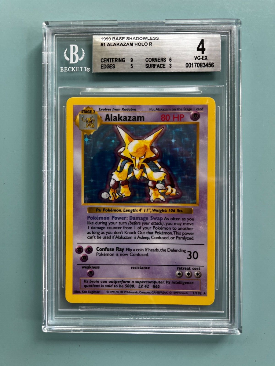 英語版初期　ポケモンカード　Alakazam shadowless holo Pokemon SHADOWLESS ALAKAZAM 1/102 - BASE SET HOLO - (PL/EX