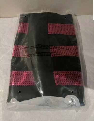 Victoria Secret Pink & Black Sequin Monogram logo Stripe Zip Weekender Tote Bag - Picture 4 of 5