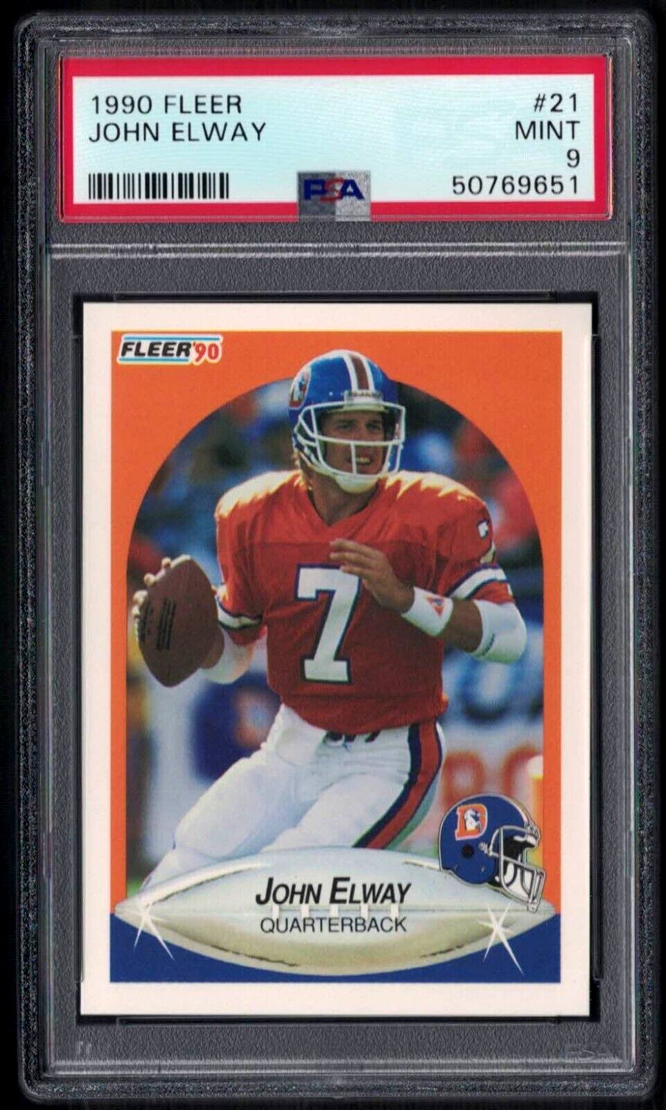 1990 FLEER #21 JOHN ELWAY HOF - DENVER BRONCOS - PSA 9 MINT #50769651