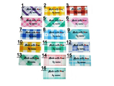 Made With Love by Vichy Gingham Muster Designs Kleidung Etiketten zum Aufnähen 25x40mm