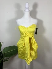  French Connection Women's Yellow Bow Mini Sheath Dress,size 2