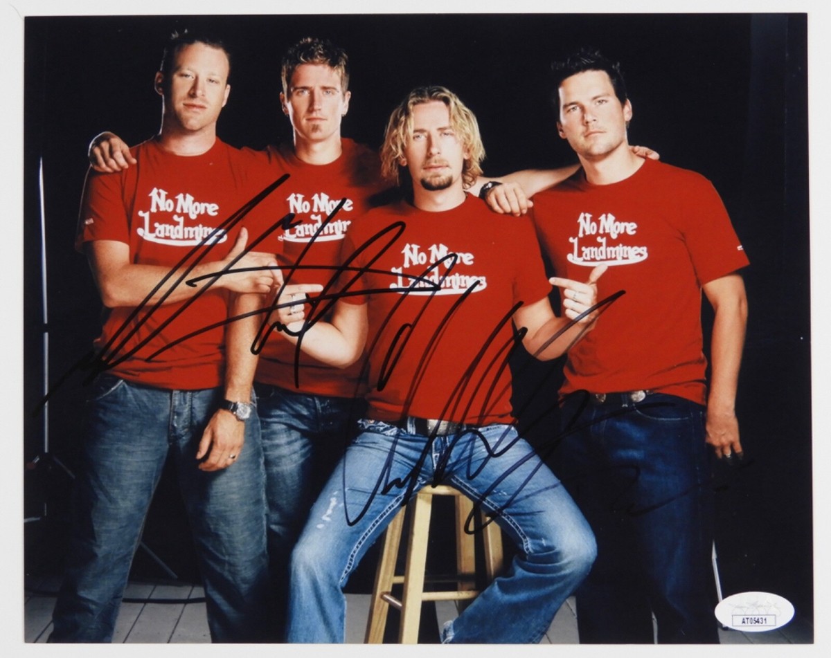 Nickelback Fully Signed Signed JSA Autograph Photo 8 x 10 Chad