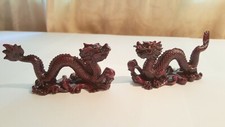 Two Red coloured small Resin Chinese Dragon Ornaments New