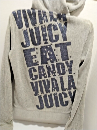 Vintage Juicy Couture Terry Cloth Gray Zip up Hoodie Size Junior Small - Picture 4 of 14