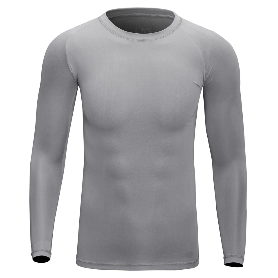 Men T Shirt Compression Long Sleeve Under Base Layer Quick Dry Sports Gym Tops - Image 4 of 4