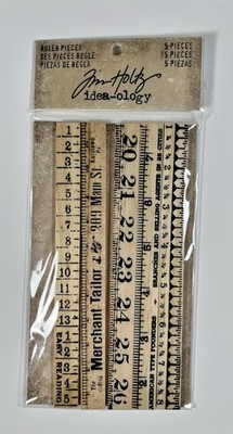 Tim Holtz Idea-Ology Wood Ruler Pieces 5 Pack New