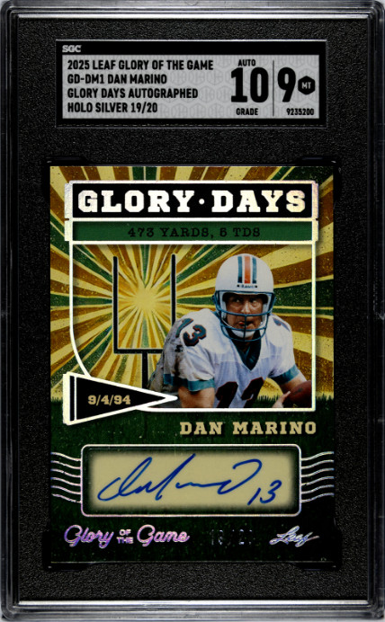 2025 Glory Of The Game #GD-DM1 Dan Marino Glory Days Auto. Holo Silver /20 SGC 9