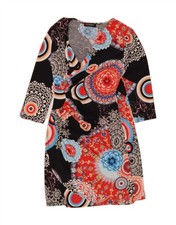 VINTAGE Womens 3/4 Sleeve Sheath Dress UK 12 Medium Multicoloured Floral DE40