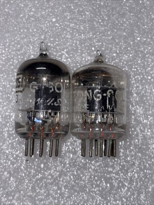 Pair Tungsol 5670 2C51 Black Plate Square Getter Tubes Amplitrex Strong Multiple