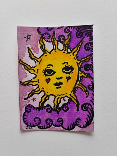 ACEO Original Celestial Sun painting By Jill.S