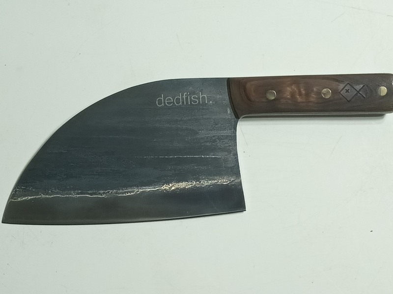 Dedfish Co Cleaver Kitchen Knife 7" Carbon Stainless Steel w/ Leather Sheath