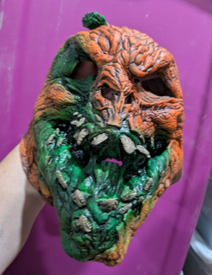 Zagone Black Light UV Reflective Evil Pumpkin Mask Halloween Scary GLow in Dark