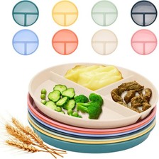 9-Inch Unbreakable Divided Plates, 8-Pack Microwave Dishwasher Safe Wheat